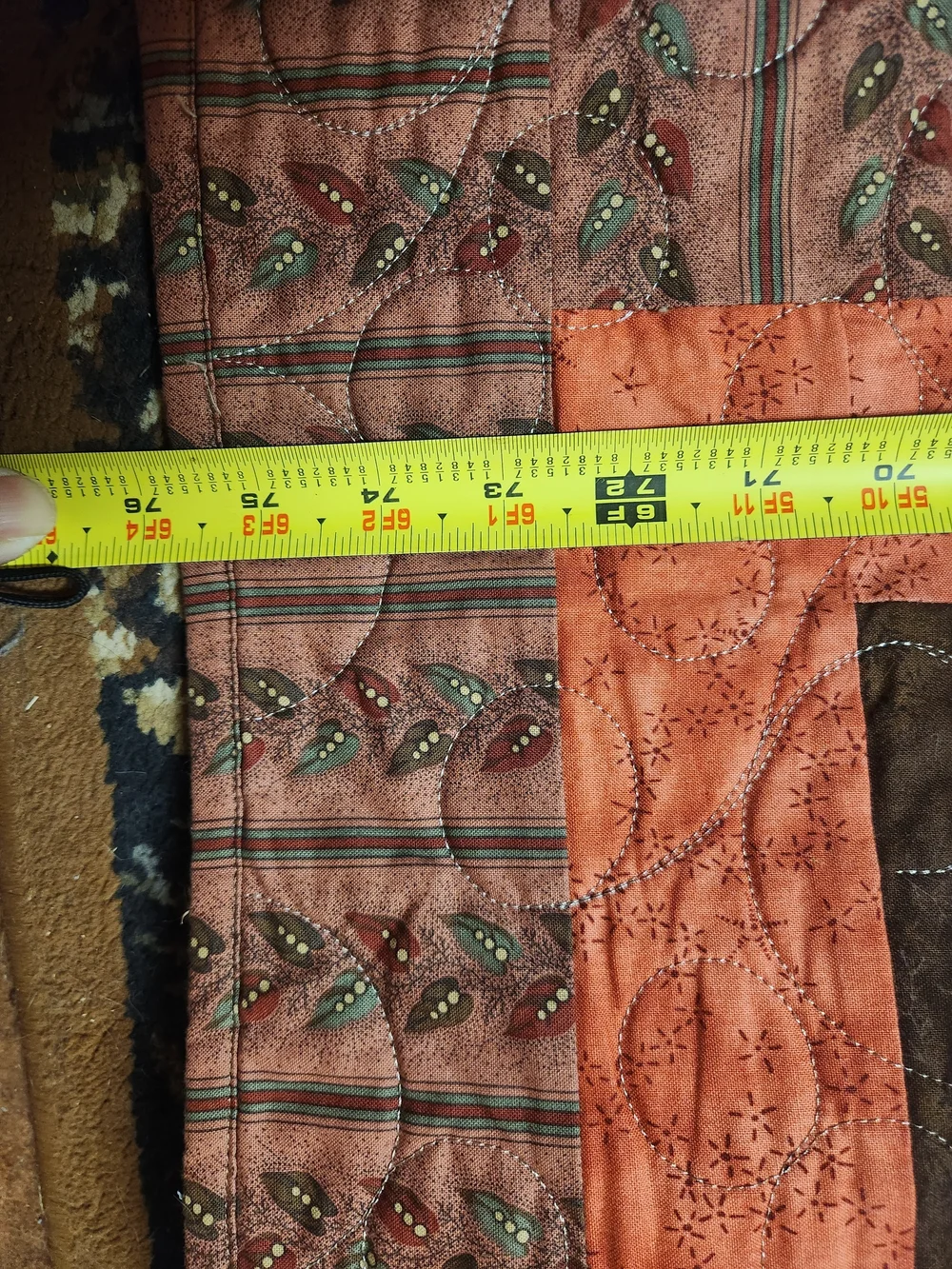 Handmade Quilt in Coral, Pink and Brown - Home Bedding Quilts